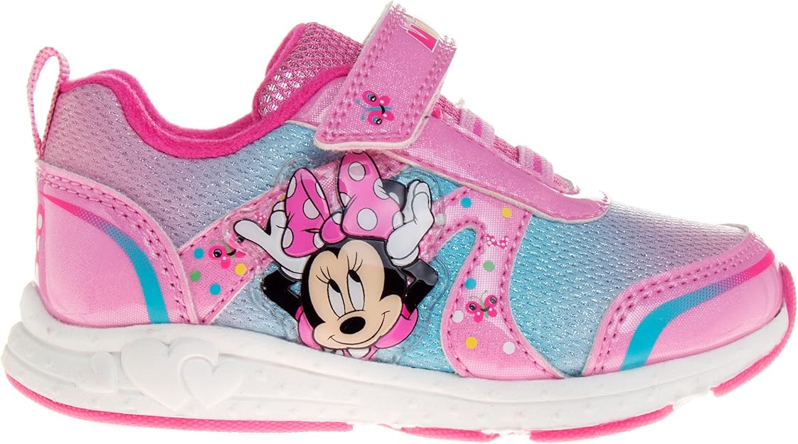 Zapatos de Minnie Mouse de Disney para niñas: zapatillas sin cordones con luces de Minnie Mouse (niña pequeña)