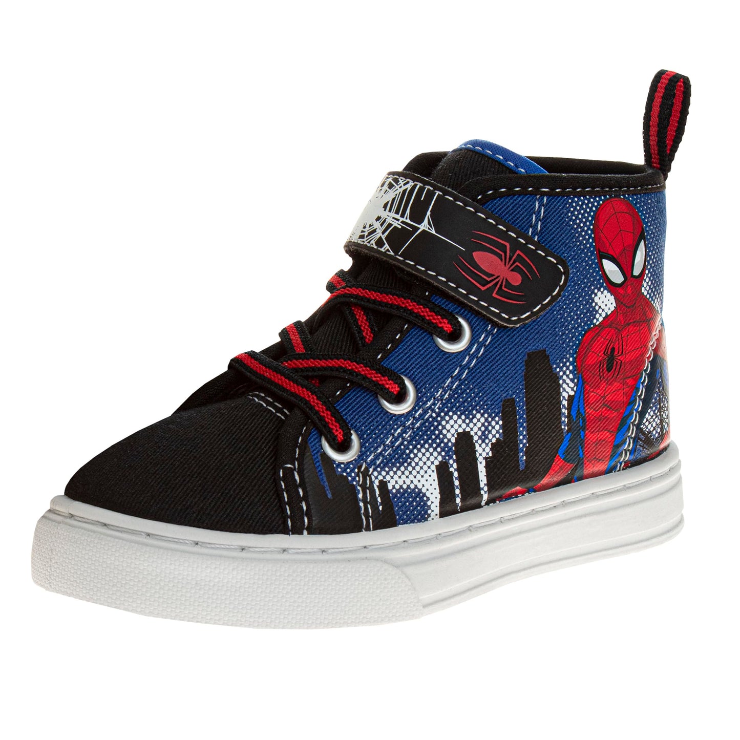 Josmo Boys Spider Man High Top Shoes - Spider-Man Tennis Sport Athletic Lightweight breathable Character Hi-Top Sneakers - Blue/Red (Toddler - Little Kids)