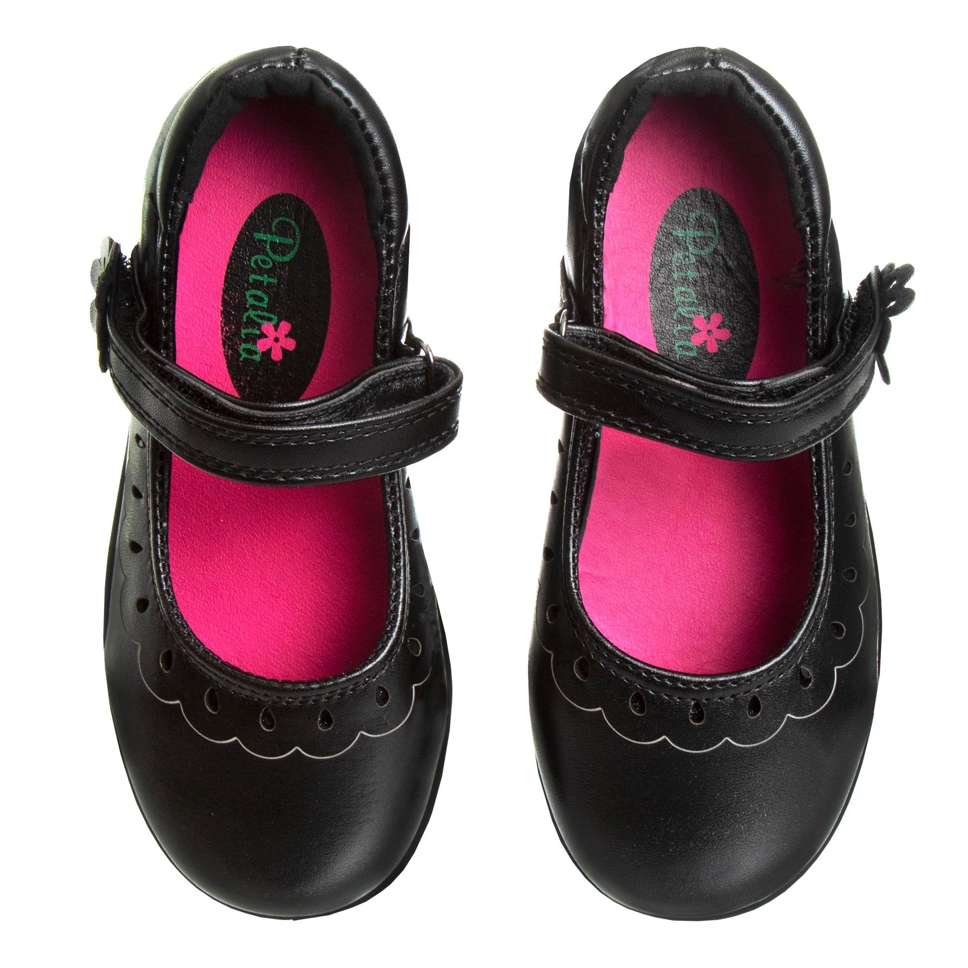 Zapatos de uniforme escolar Mary Jane bordados para niña de Petalia, color negro (talla 5 para niñas pequeñas)