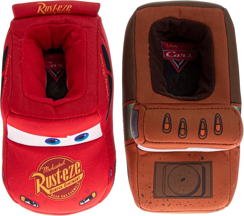 Disney Cars Slippers for Boys - Lightning McQueen and Tow Mater Slipper Fuzzy House Sandals (Toddler/Kid)