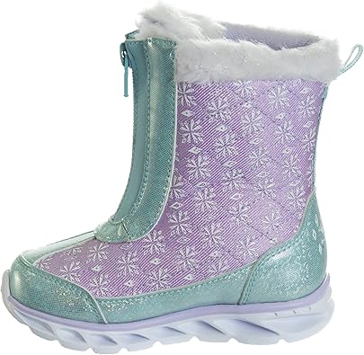 Disney Girls’ Frozen Boots – Elsa and Anna Fur Trim Snow Boots (Toddler/Little Kid)