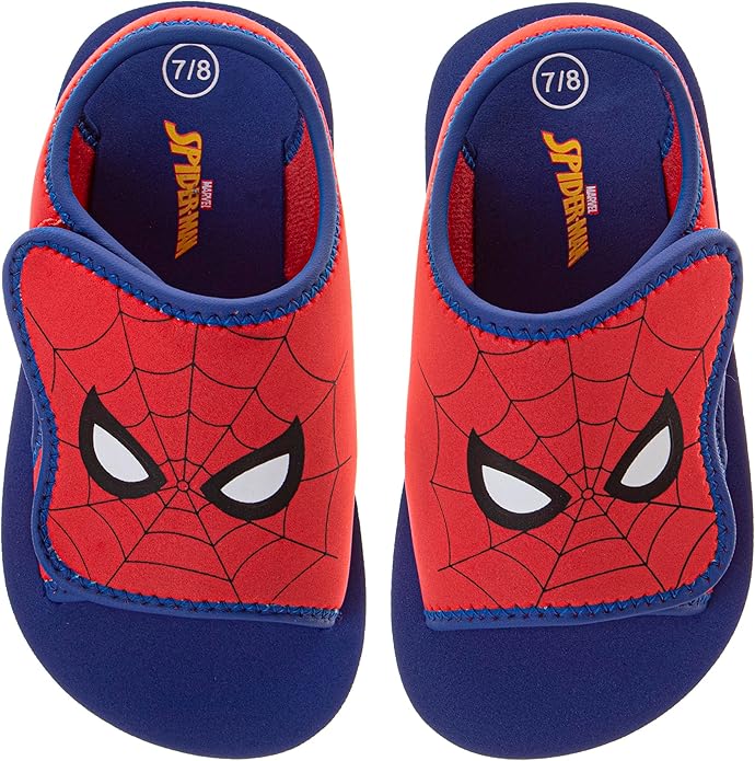 Josmo Kids SpiderMan Sandals Open Toe Adjustable Strap Closure - Spidey Character Hero Water Shoe SlipOn Slides for Boys (Sizes: 5-10 Toddler / 11-12 Little Kid)