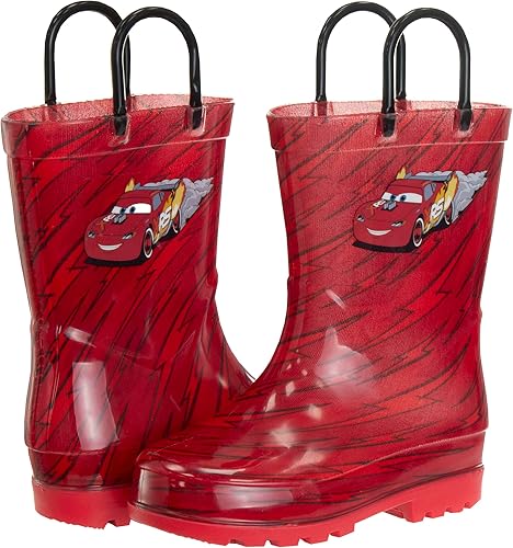 Botas de lluvia impermeables con asa fácil de tirar de Cars Lightning McQueen (para niños pequeños)