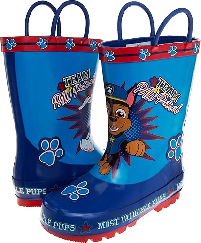 Botas de lluvia impermeables con asa fácil de tirar para niños de Paw Patrol (para bebés y niños pequeños)