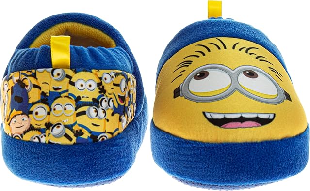 Josmo Minions Slippers for Kid Girls and Boys - Despicable Me Indoor Comfy House Shoes Plush Fuzzy Minion Slipper (toddler/little kids)