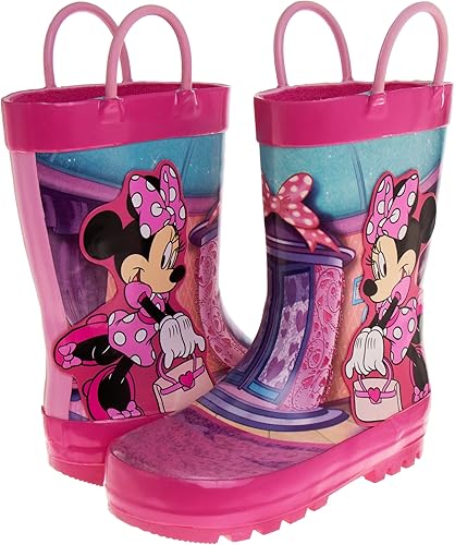 Botas de lluvia impermeables de Minnie Mouse con asa fácil de tirar (para niños pequeños)