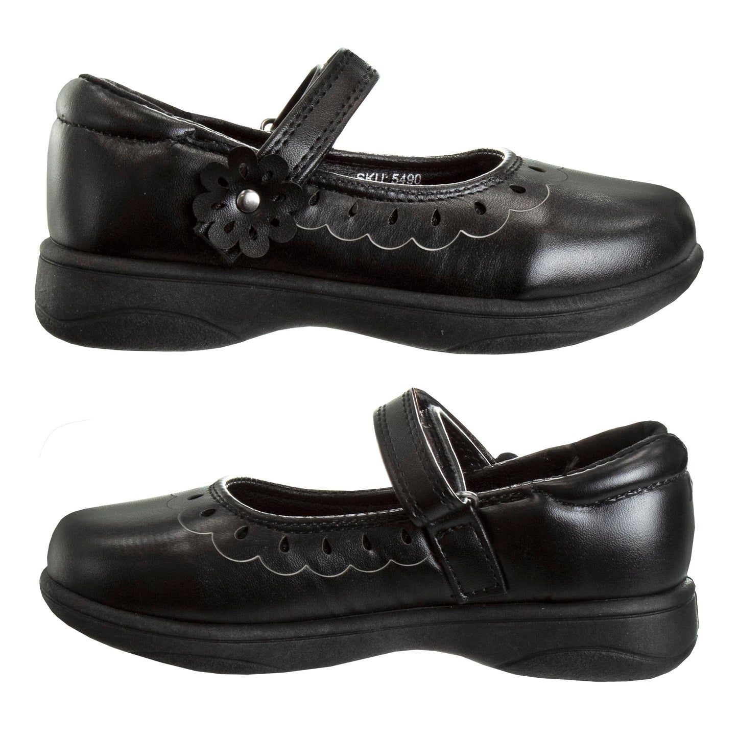 Zapatos de uniforme escolar Mary Jane bordados para niña de Petalia, color negro (talla 5 para niñas pequeñas)