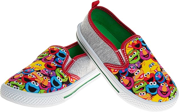 Sesame Street Shoes Slipon Canva LowTops - Elmo Big Bird Cookie Monster Grover Oscar Telly Zoe Abby Kids Low Top Sneaker - Multi Color (Toddler - Little Kid)