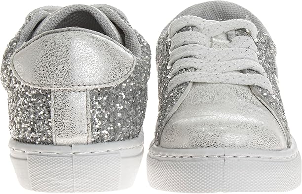 Zapatillas Kensie Girl con cordones antideslizantes - Zapatos casuales de moda de caña baja - Todo blanco (talla 11 para niñas pequeñas)