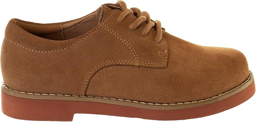 French Toast Girls Boys Dirty Buck Shoes - Kids Oxford School Uniform Loafer Saddle Church Dress Shoes Lace up Faux-Leather (Big Kid) (Dirty Buck) (size 1-7)