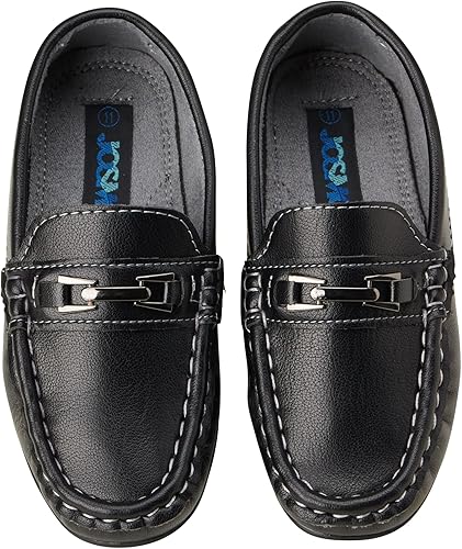 Zapatos para niños Josmo: mocasines casuales de cuero sintético para conducir (talla: 5T-5 para niños grandes), talla 5 para niños pequeños, color negro