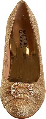 Badgley Mischka Closed Toe Heels for Kids Girls - Block Heel Dress Shoe Pumps with Crystal Frame (Sizes 13-6 Little Kid-Big Kid)