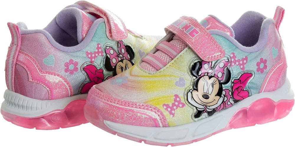 Zapatos de Minnie Mouse de Disney para niñas: zapatillas sin cordones con luces de Minnie Mouse (niña pequeña)