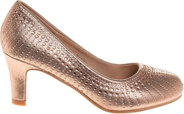 Zapatos de tacón de punta cerrada con lazo de Badgley Mischka: zapatos de vestir de tacón de moda con diamantes de imitación para niñas, color negro (talla 12 para niñas pequeñas)