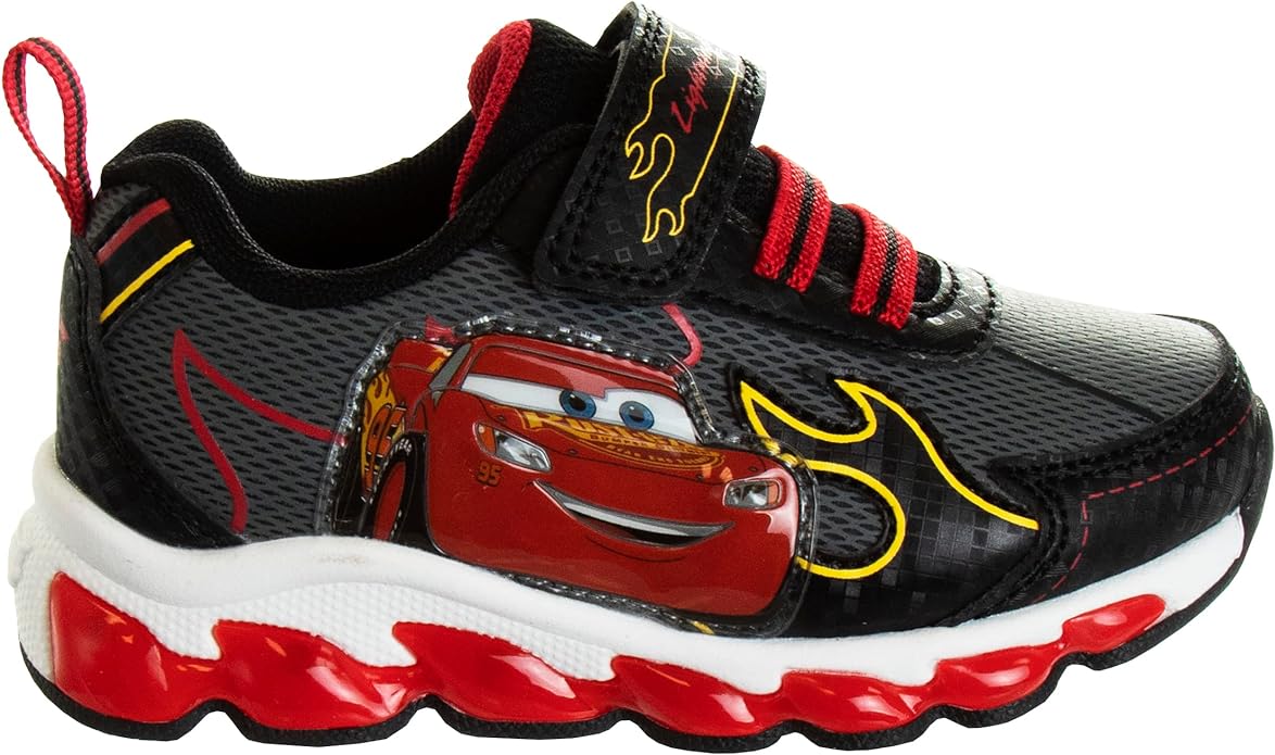 Zapatillas deportivas con luces LED de Disney Pixar Cars: zapatillas ligeras y transpirables de Lightning McQueen para niños (talla para niños pequeños)