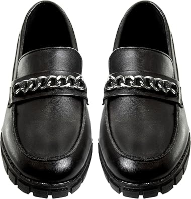 Zapatos Mary Jane con tiras en el tobillo y punta redonda para niñas de French Toast - Zapatos de vestir Oxford con plataforma gruesa Mary Jane - Negro (talla 7 para niñas pequeñas)