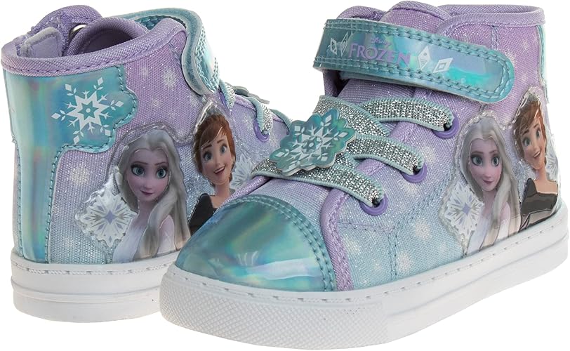 Zapatillas de lona informales Frozen - Zapatillas sin cordones con personajes de Anna y Elsa para niñas (tallas para niñas pequeñas)