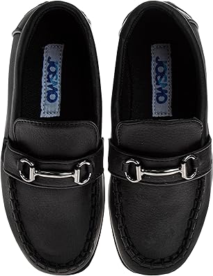 Zapatos para niños Josmo: mocasines casuales de cuero sintético para conducir (talla: 5T-5 para niños grandes), talla 5 para niños pequeños, color negro