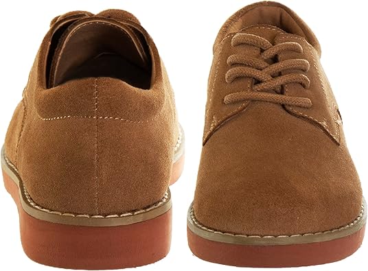 French Toast Girls Boys Dirty Buck Shoes - Kids Oxford School Uniform Loafer Saddle Church Dress Shoes Lace up Faux-Leather (Big Kid) (Dirty Buck) (size 1-7)