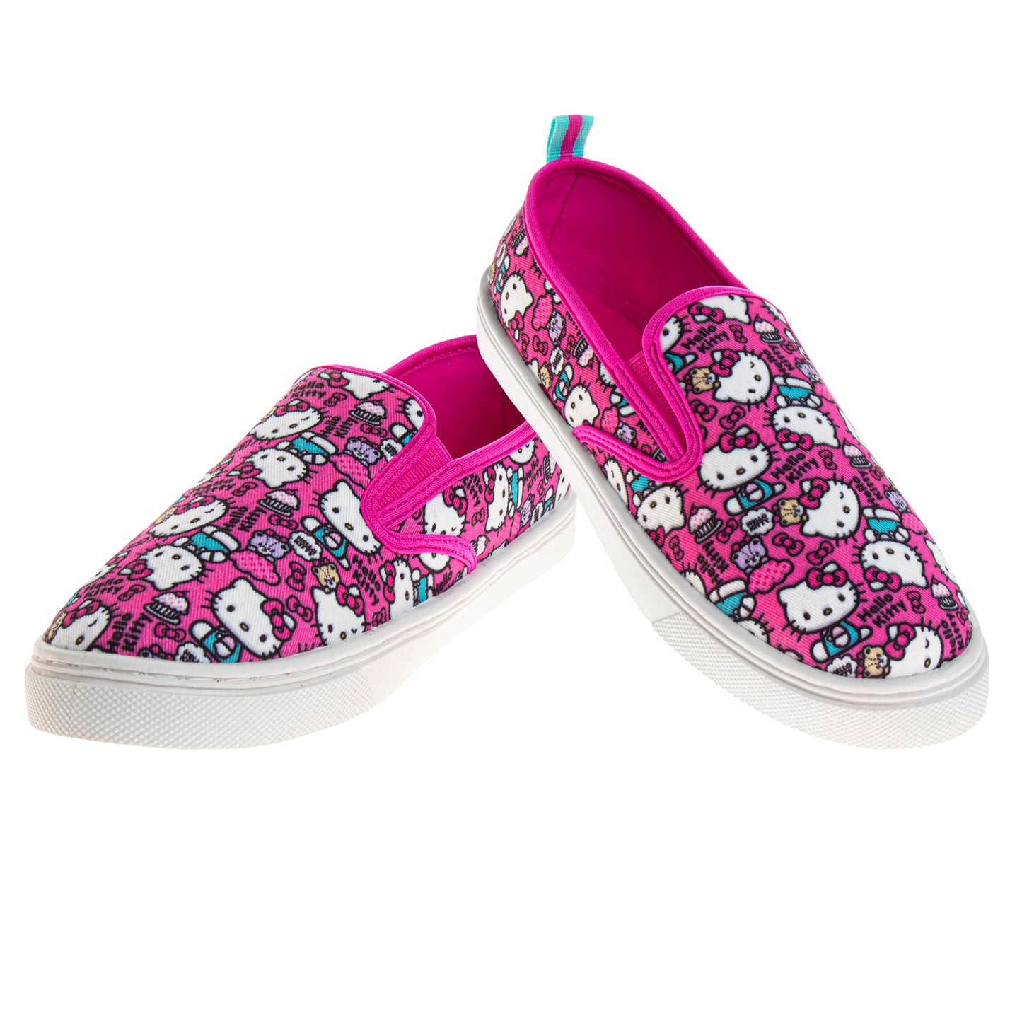 Hello Kitty Low Top Sneakers for Girls - Kids Casual Fashion Laceless Slip on Canvas Shoes - Fuchsia Pink (Little Kid - Big Kid)