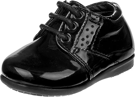 Zapatos de vestir para bebés Josmo para niños: zapatos Derby informales de cuero sintético para caminar (para bebés y niños pequeños), talla 3 para bebés, color negro