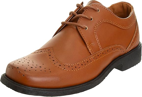 Josmo Boys Classic Comfort Dress Wing-Tip Oxford Shoe (niño pequeño, niño pequeño, niño grande), talla 7 para niños pequeños, negro