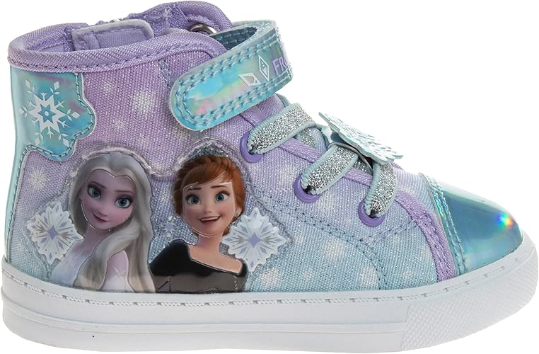 Zapatillas de lona informales Frozen - Zapatillas sin cordones con personajes de Anna y Elsa para niñas (tallas para niñas pequeñas)