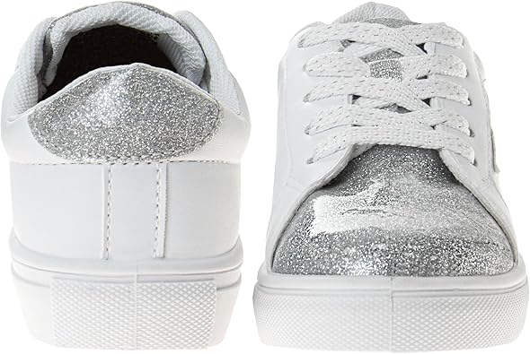 Zapatillas Kensie Girl con cordones antideslizantes - Zapatos casuales de moda de caña baja - Todo blanco (talla 11 para niñas pequeñas)