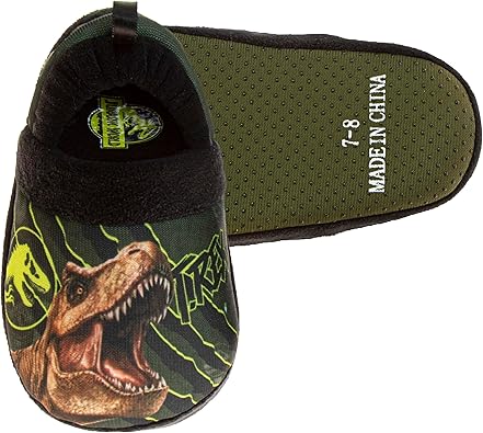 Pantuflas Jurassic World para niños, cómodas pantuflas de dinosaurios para interiores, pantuflas de peluche de Jurassic Park (para niños pequeños)