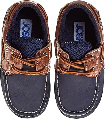 Zapatos para niños Josmo: mocasines náuticos informales (para niños pequeños/niños grandes), talla 5 para niños pequeños, hebilla cuadrada negra