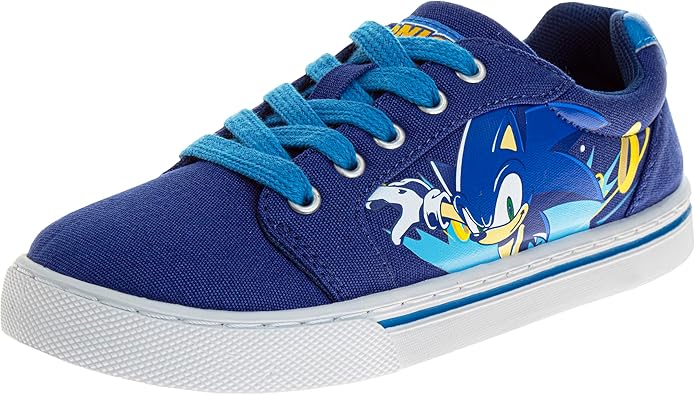 Zapatillas de lona de caña baja de Sonic, informales, sin cordones, de Sonic The Hedgehog, para niños (niños pequeños y grandes)