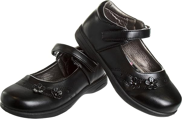 Zapatos Mary Jane para niñas de French Toast, planos, para uniforme escolar, con tirantes, para vestir formales, sin cordones, color negro (talla 5 para niños pequeños)