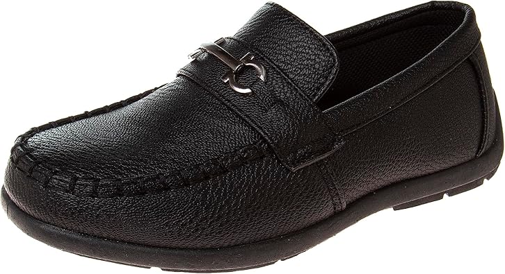 Zapatos para niños Josmo: mocasines casuales de cuero sintético para conducir (talla: 5T-5 para niños grandes), talla 5 para niños pequeños, color negro