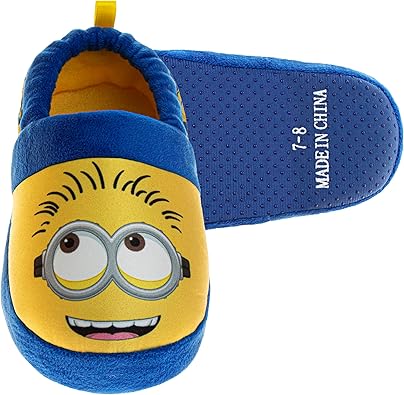 Josmo Minions Slippers for Kid Girls and Boys - Despicable Me Indoor Comfy House Shoes Plush Fuzzy Minion Slipper (toddler/little kids)