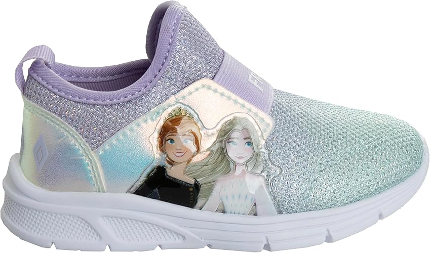 Zapatillas de deporte Frozen de Disney para niñas: zapatillas para correr sin cordones con luces (niña pequeña)