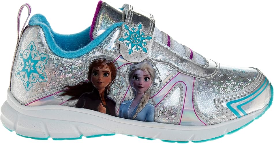 Zapatillas de deporte Frozen de Disney para niñas: zapatillas para correr sin cordones con luces (niña pequeña)