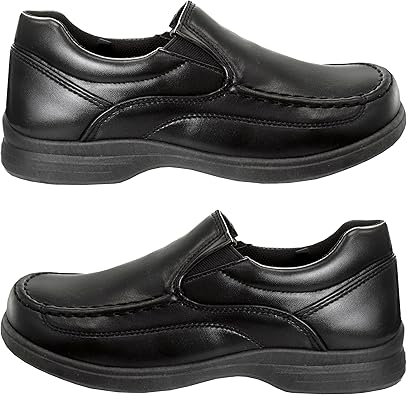 French Toast Boys Shoes - Kids Oxford School Uniform Loafer Church Dress Shoes Slip-On Faux-Leather (Little Kid-Big Kid) (Black)