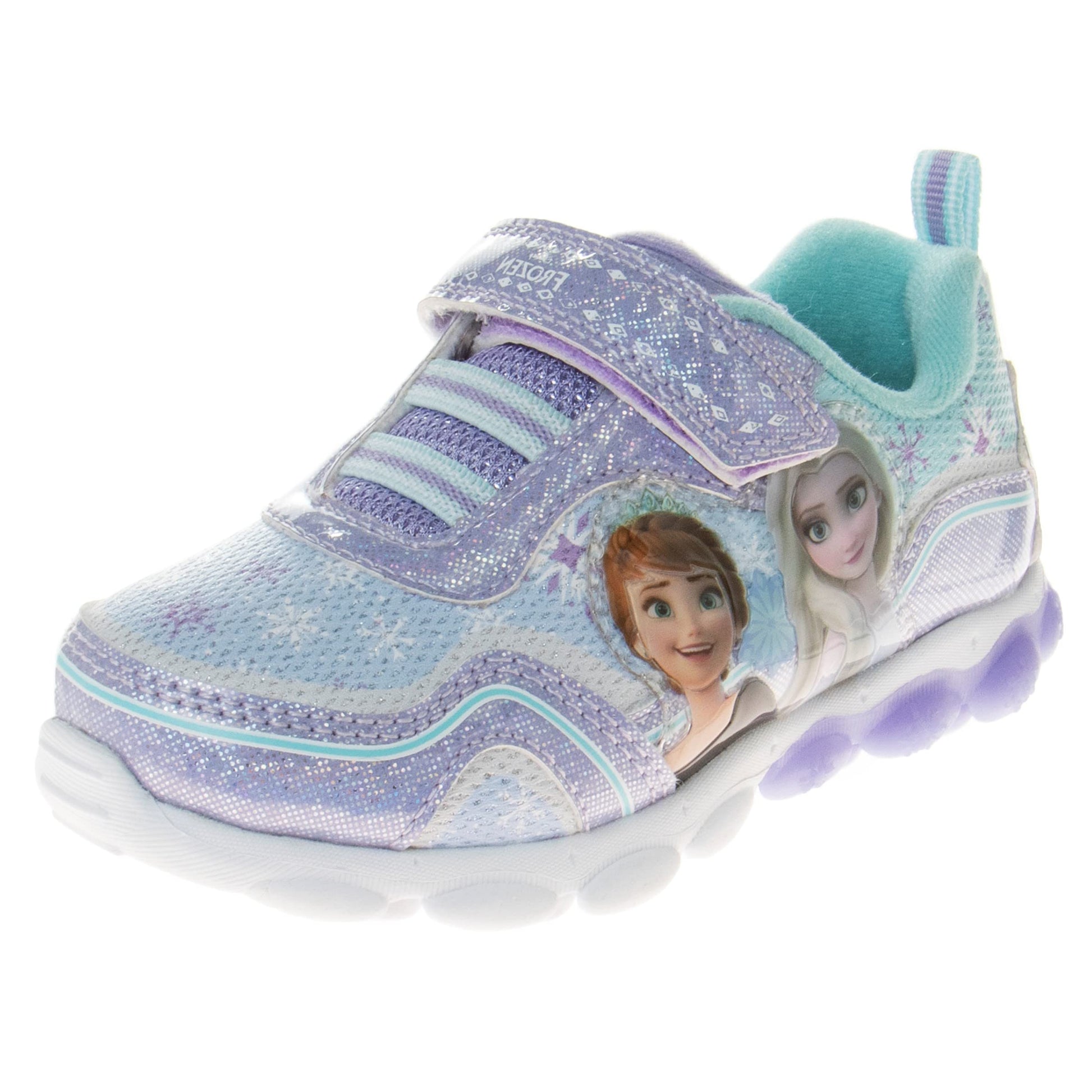 Zapatillas de deporte Frozen de Disney para niñas: zapatillas para correr sin cordones con luces (niña pequeña)