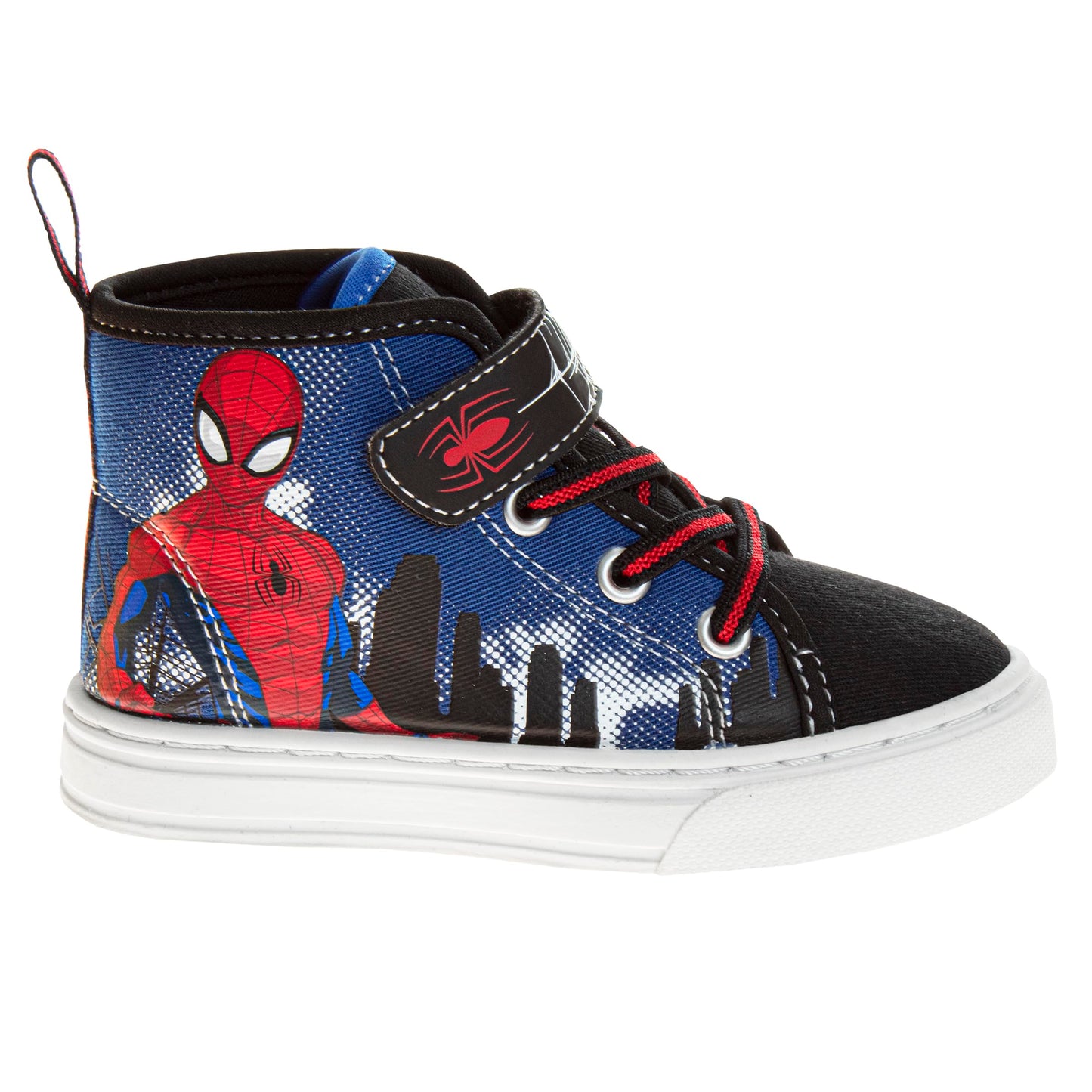 Josmo Boys Spider Man High Top Shoes - Spider-Man Tennis Sport Athletic Lightweight breathable Character Hi-Top Sneakers - Blue/Red (Toddler - Little Kids)