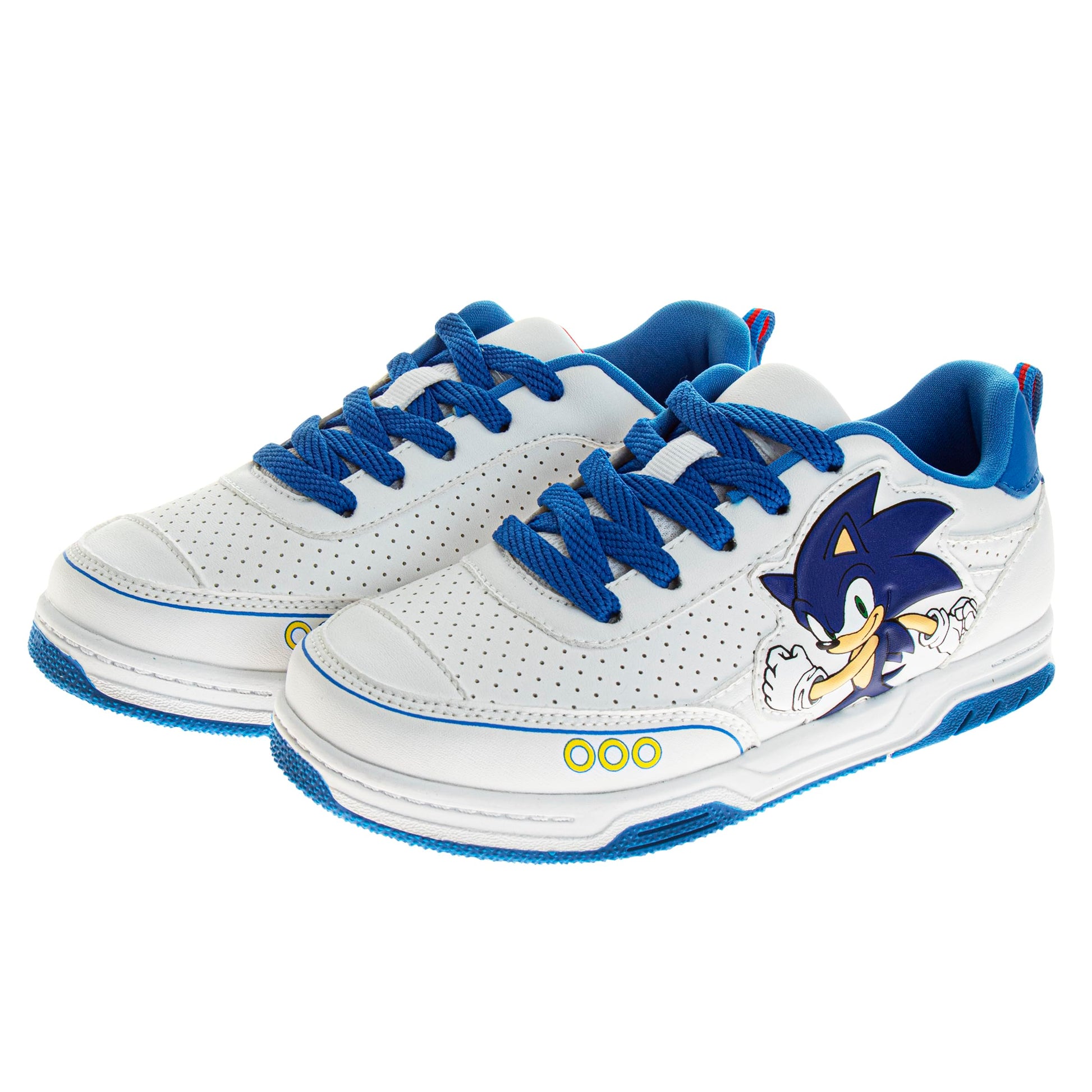 Josmo Kids Sonic The Hedgehog Sneakers - Characters Slip on Lace up Casual Fashion Tennis Boys Shoes - White Blue (Size Toddler - Little Kid)