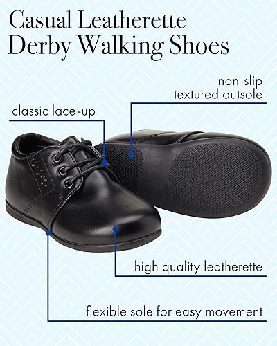 Zapatos de vestir para bebés Josmo para niños: zapatos Derby informales de cuero sintético para caminar (para bebés y niños pequeños), talla 3 para bebés, color negro