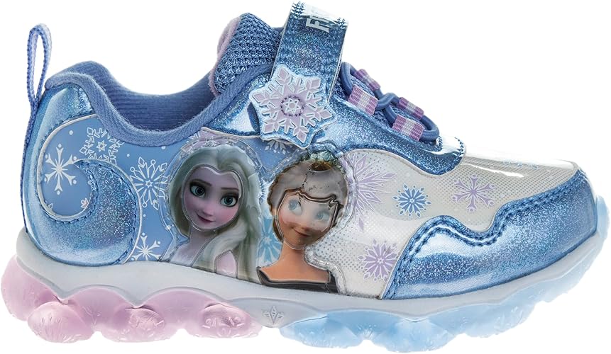 Zapatillas de deporte Frozen de Disney para niñas: zapatillas para correr sin cordones con luces (niña pequeña)