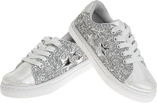 Zapatillas Kensie Girl con cordones antideslizantes - Zapatos casuales de moda de caña baja - Todo blanco (talla 11 para niñas pequeñas)