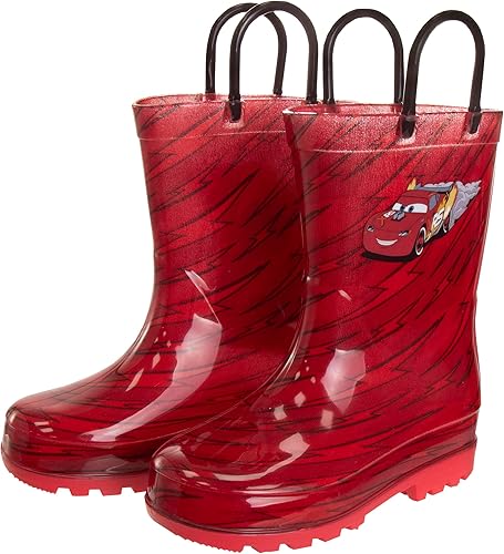 Botas de lluvia impermeables con asa fácil de tirar de Cars Lightning McQueen (para niños pequeños)