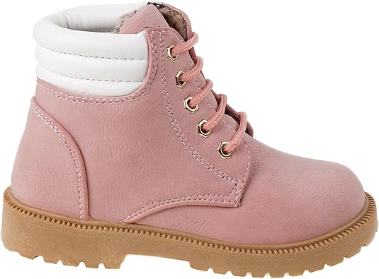 Rugged Bear Kids Hiking Outdoor Waterproof Lace-up Comfort Urban Styled Boots - Black/Tan/Pink (Toddler/Little Kid/Big Kid)