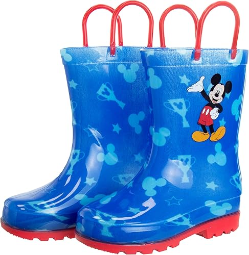 Botas de lluvia impermeables de Mickey Mouse con asa fácil de tirar (para niños pequeños)