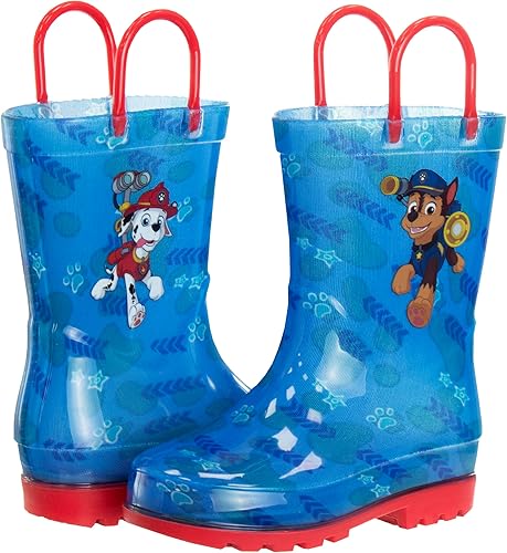 Botas de lluvia impermeables con asa fácil de tirar para niños de Paw Patrol (para bebés y niños pequeños)