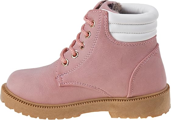 Rugged Bear Kids Hiking Outdoor Waterproof Lace-up Comfort Urban Styled Boots - Black/Tan/Pink (Toddler/Little Kid/Big Kid)