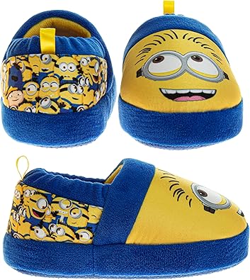 Josmo Minions Slippers for Kid Girls and Boys - Despicable Me Indoor Comfy House Shoes Plush Fuzzy Minion Slipper (toddler/little kids)