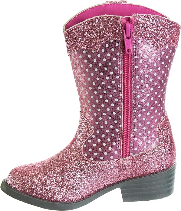 Botas vaqueras estilo western de Minnie Mouse de Disney: botas vaqueras de Minnie, con purpurina rosa (para niños pequeños)